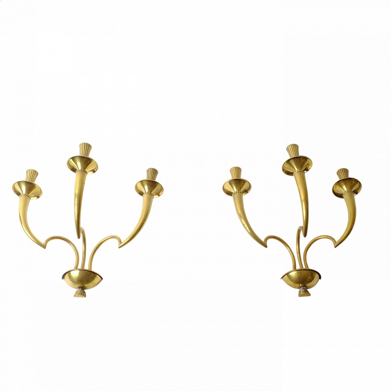 Pair of brass wall sconces, 1950s 12