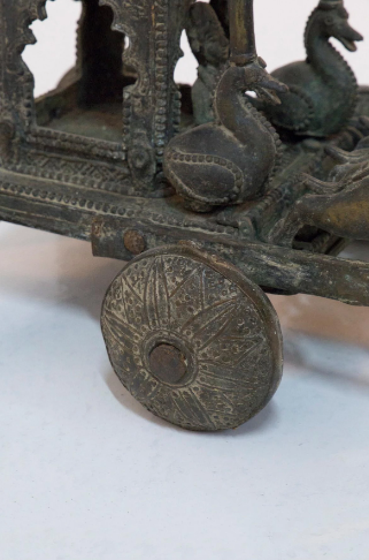 Indian cast iron sculpture of chariot driven by Krishna, early 20th century 5