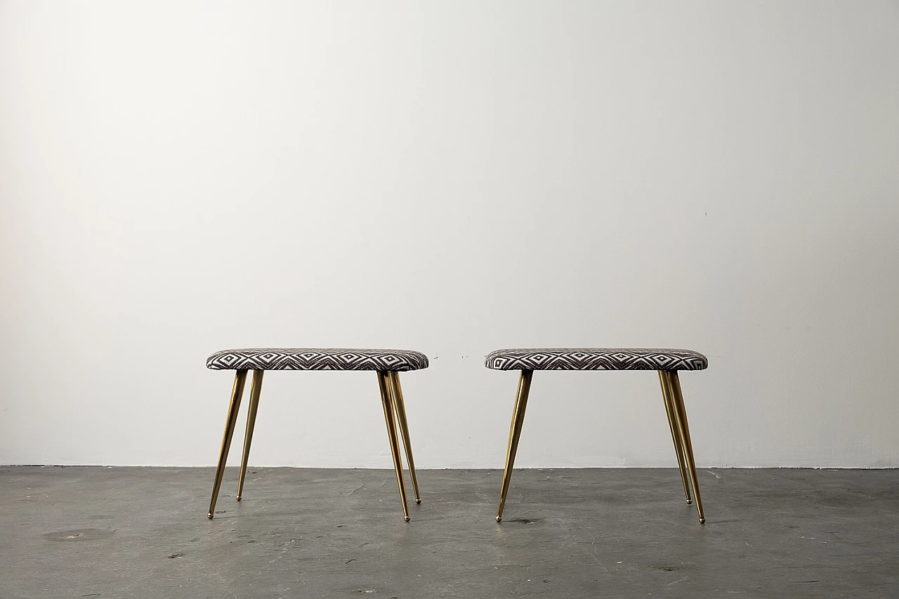 Pair of stools with brass feet, 1950s 1