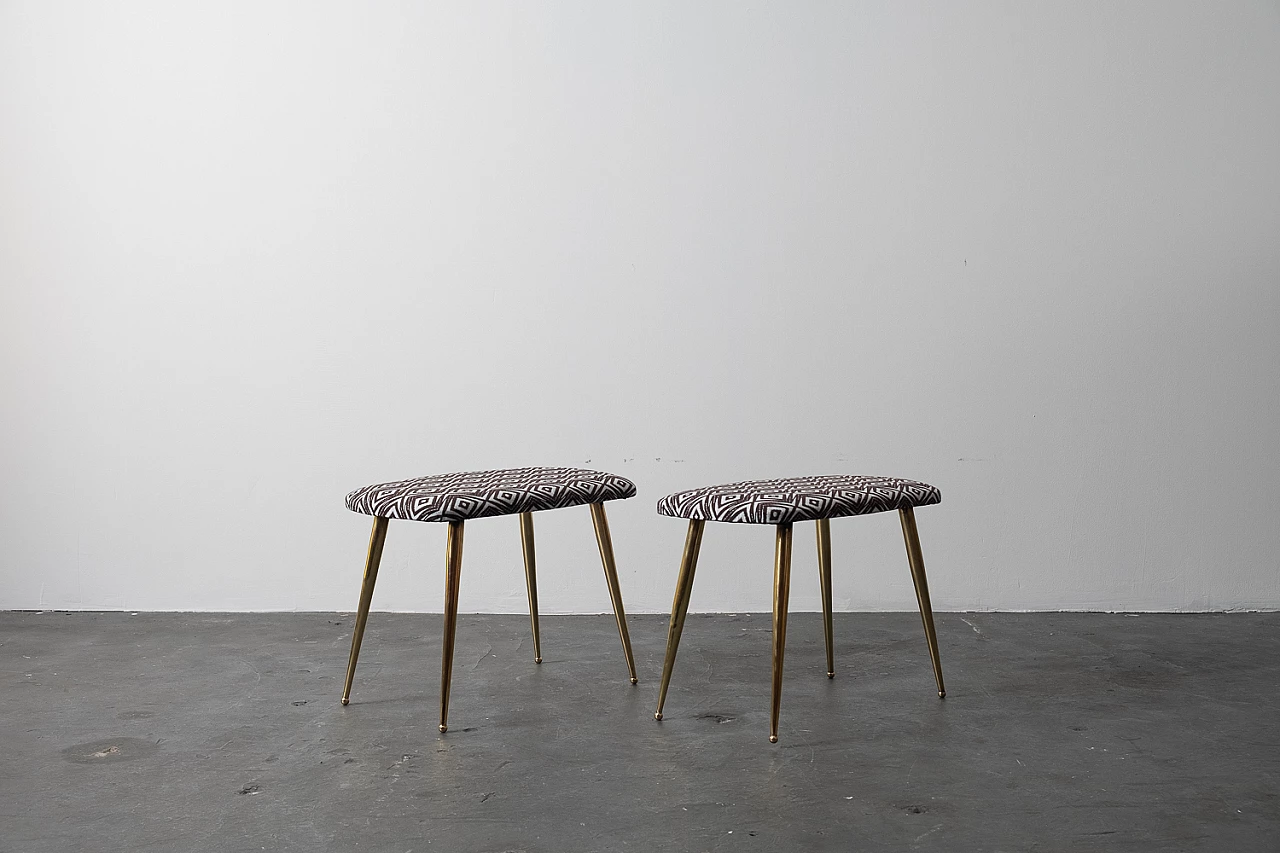 Pair of stools with brass feet, 1950s 3