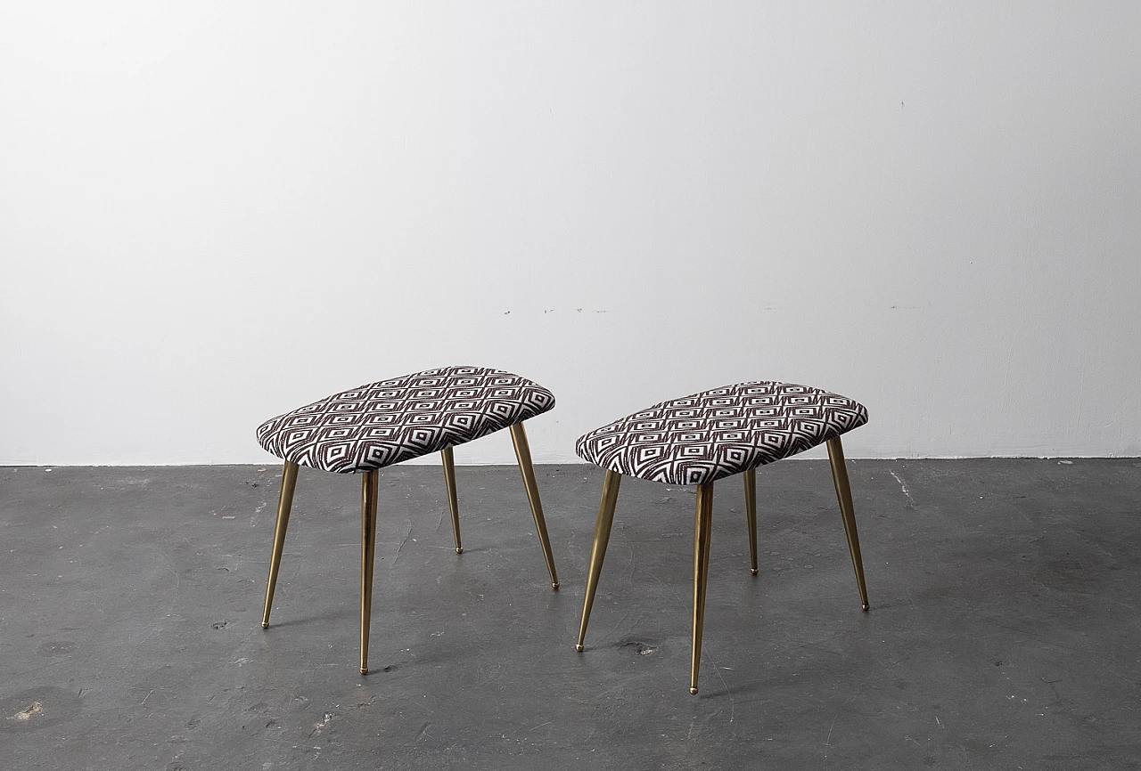 Pair of stools with brass feet, 1950s 4