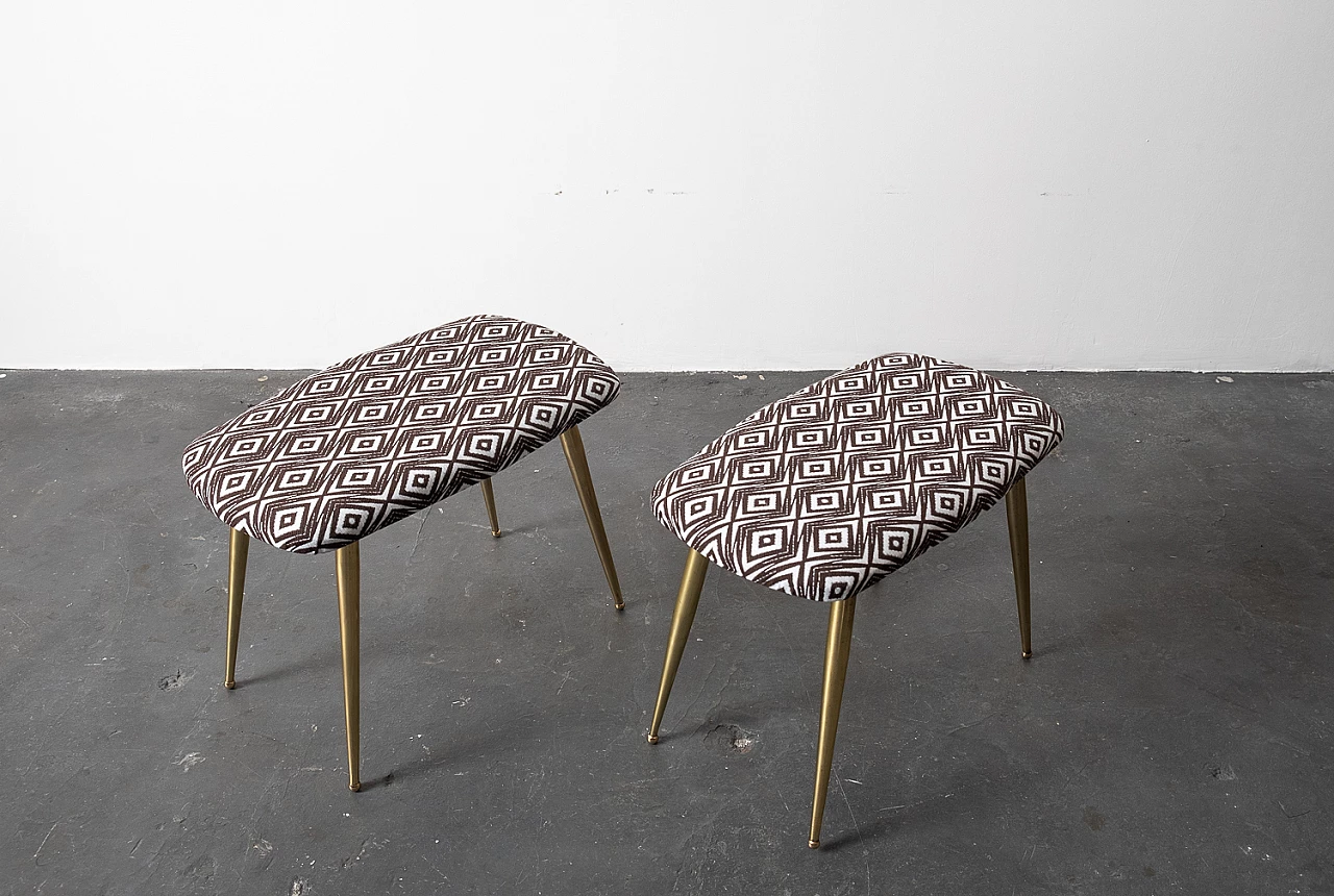 Pair of stools with brass feet, 1950s 5