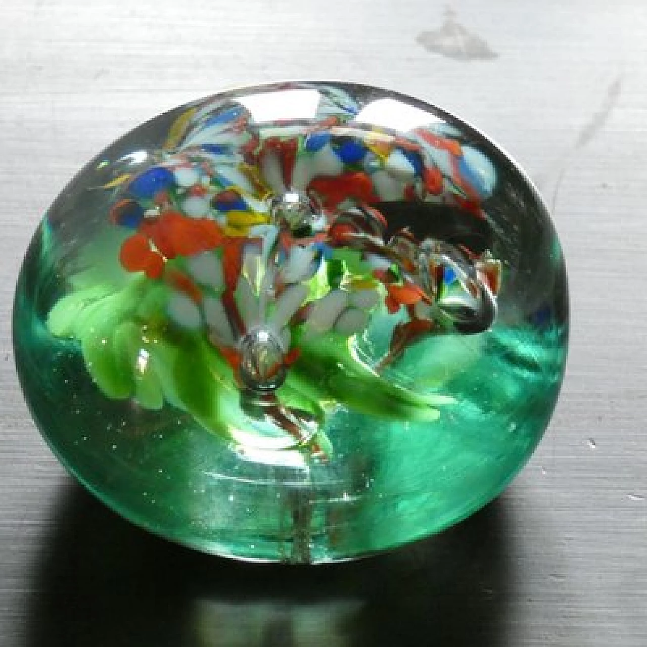 Murano glass floral paperweight, 1950s 6