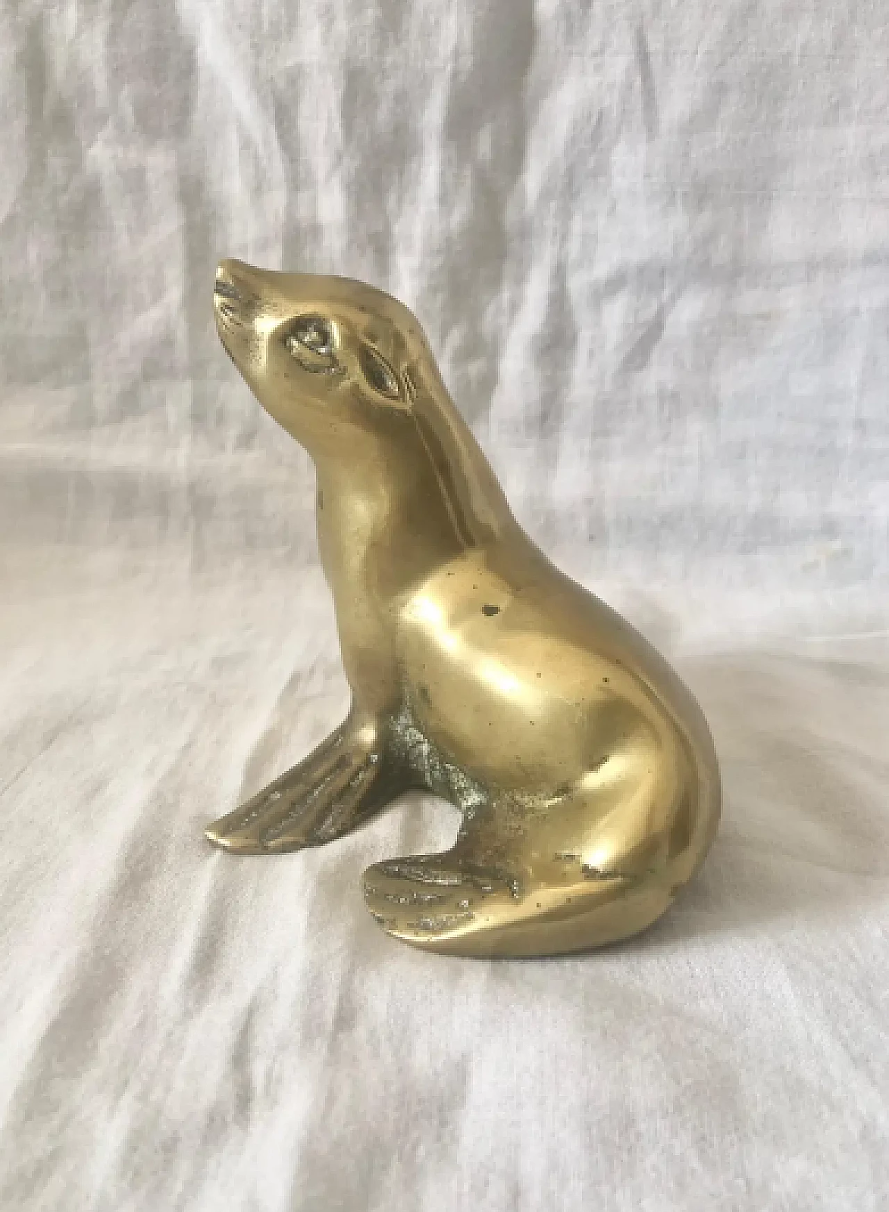 Satin-finished brass seal sculpture, 1960s 3