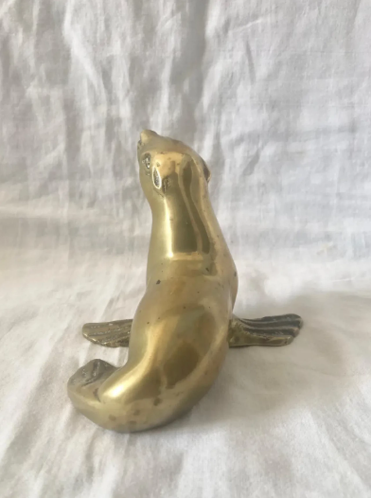 Satin-finished brass seal sculpture, 1960s 4