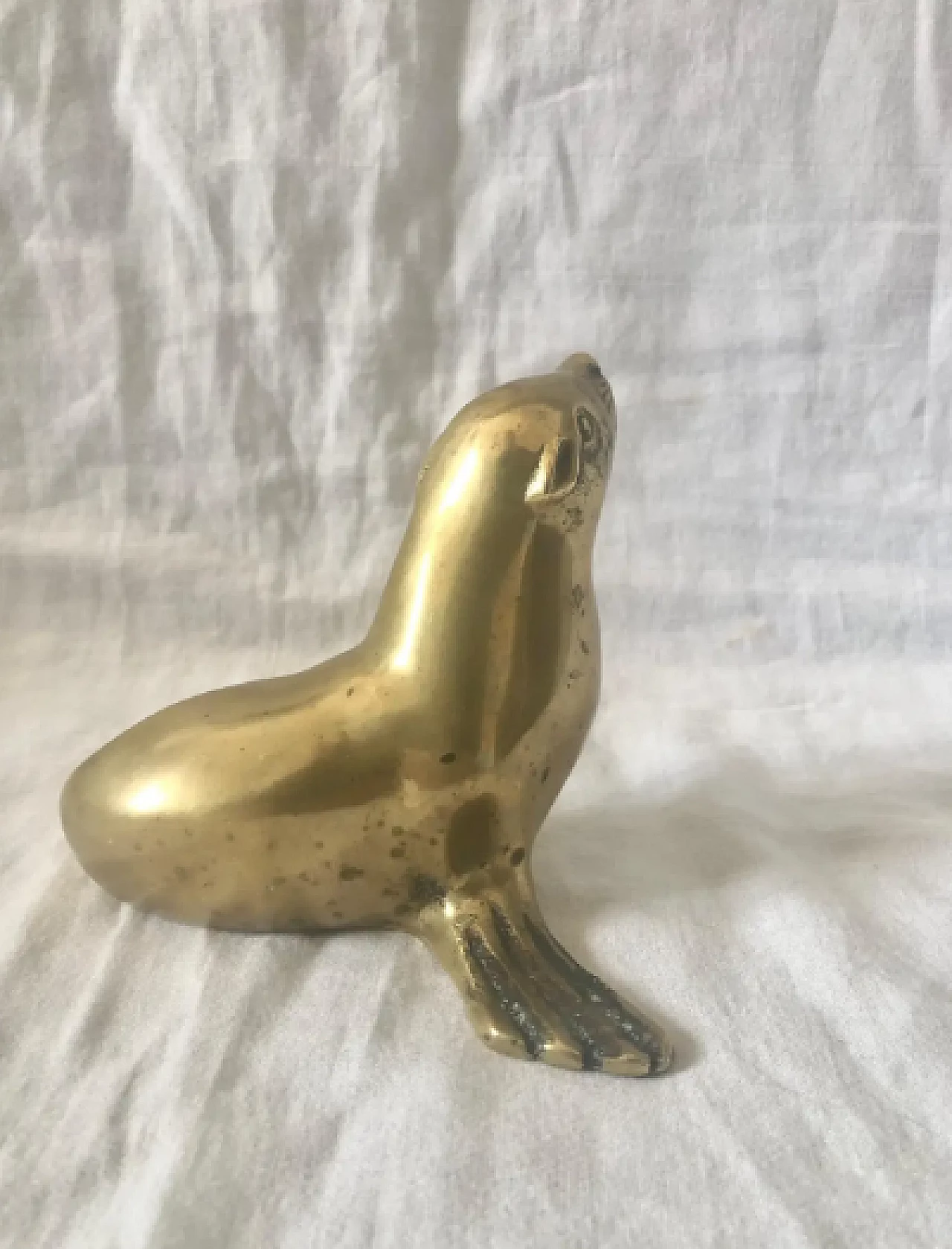 Satin-finished brass seal sculpture, 1960s 5