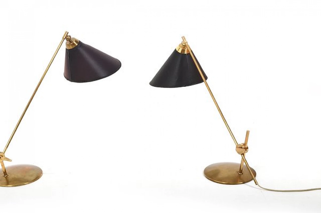 Pair of table lamps by TH Valentiner for Poul Dinesen, 1950s 2