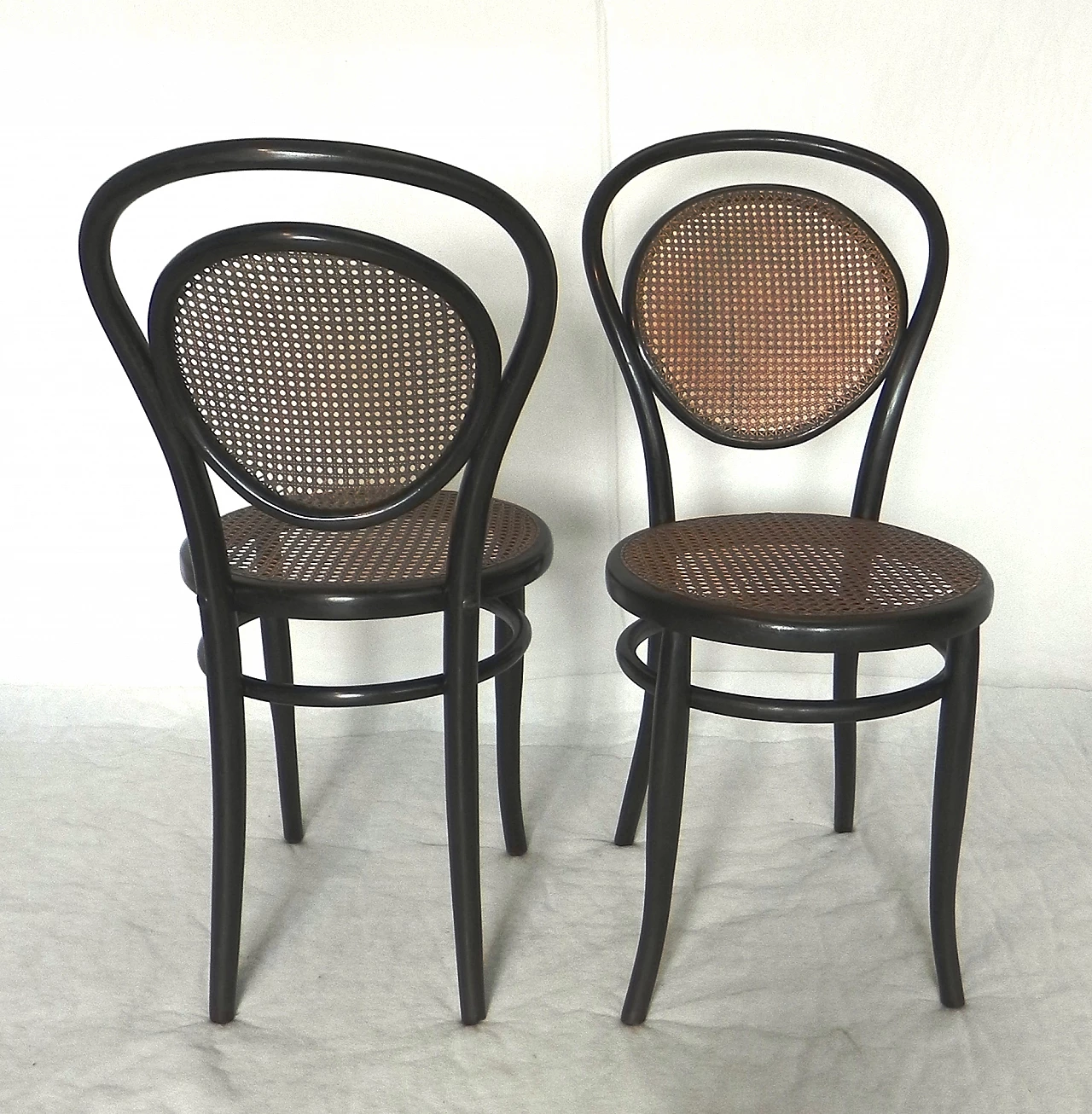 Pair of wood and Vienna straw chairs by J. & J. Kohn, 1920s 1