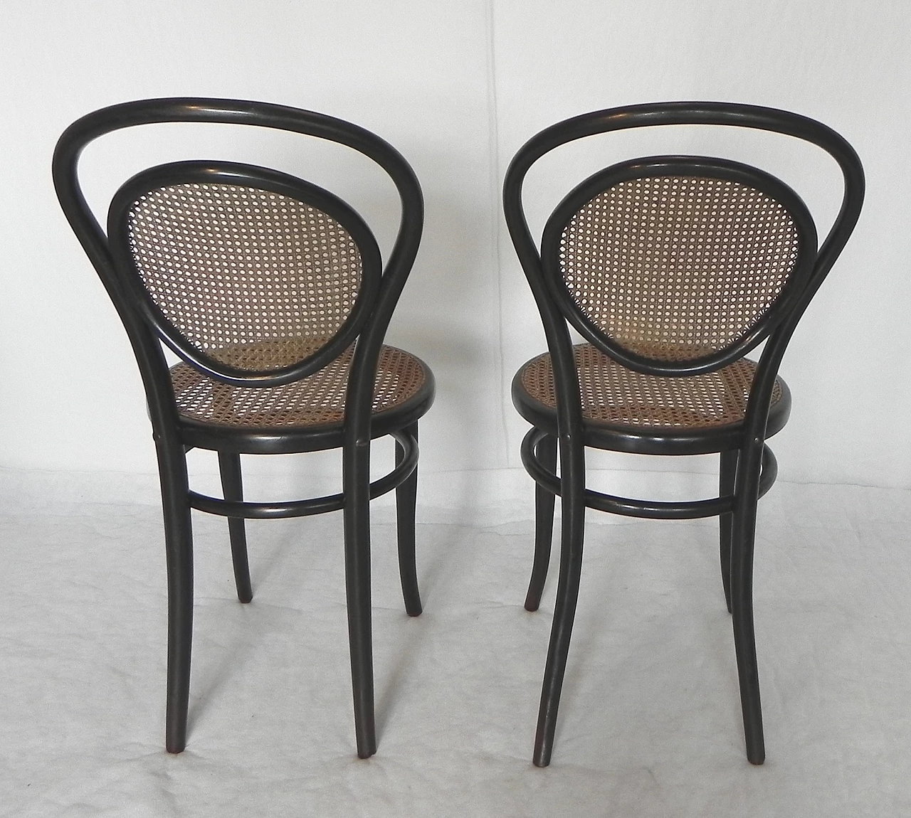 Pair of wood and Vienna straw chairs by J. & J. Kohn, 1920s 8