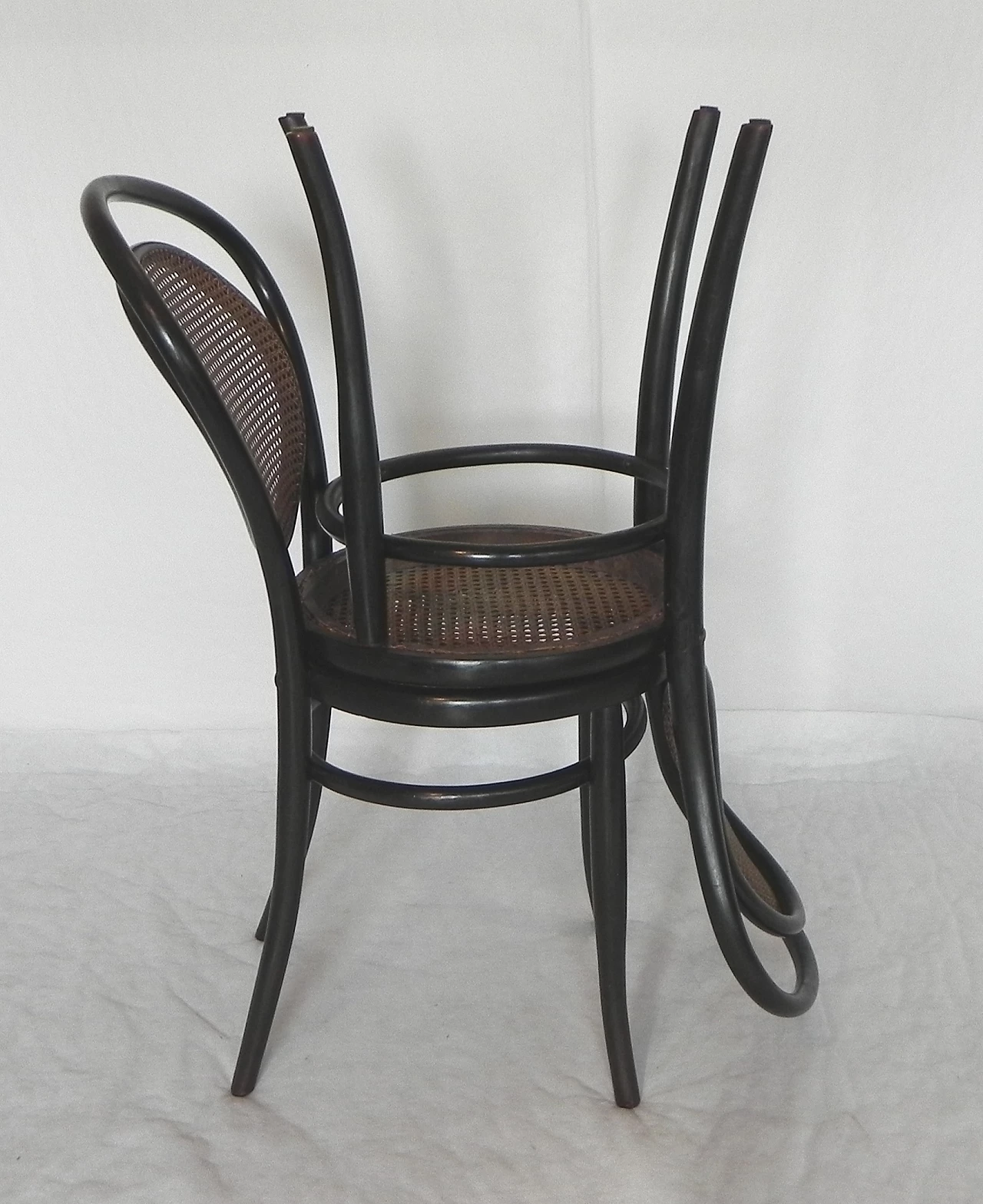 Pair of wood and Vienna straw chairs by J. & J. Kohn, 1920s 11