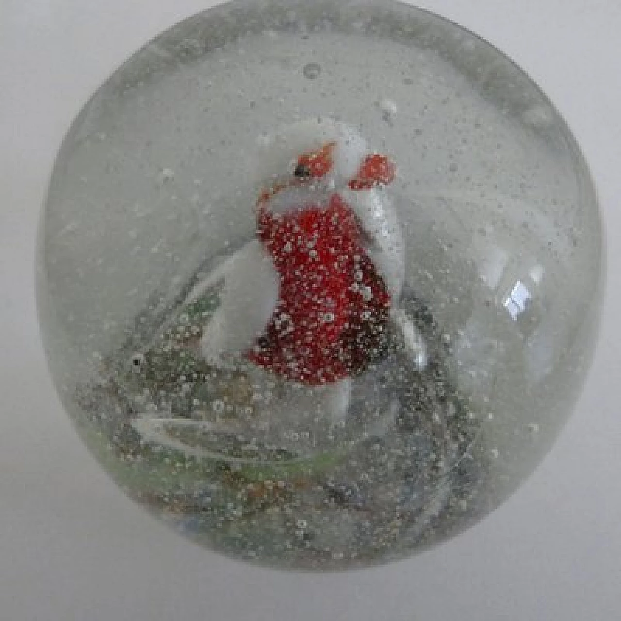 Murano glass paperweight with penguin and snowflakes, 1920s 1