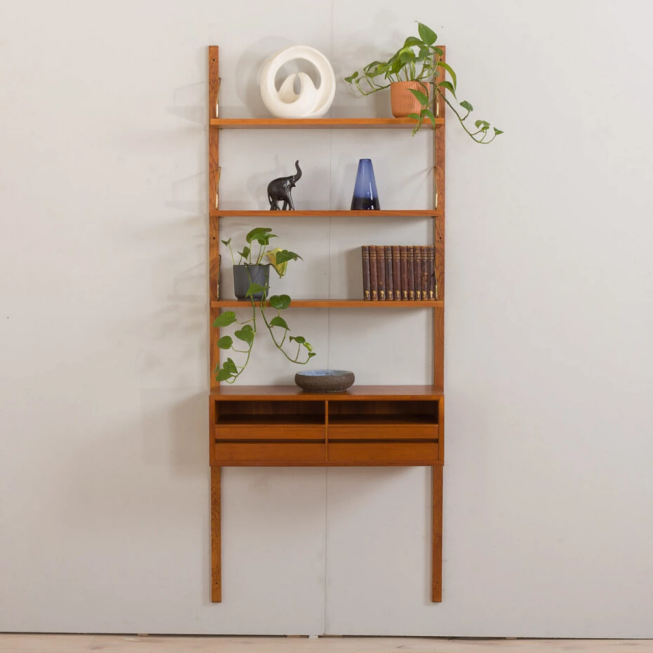 Libreria d'ingresso in teak con consolle di Poul Cadovius per CADO, anni '60 1