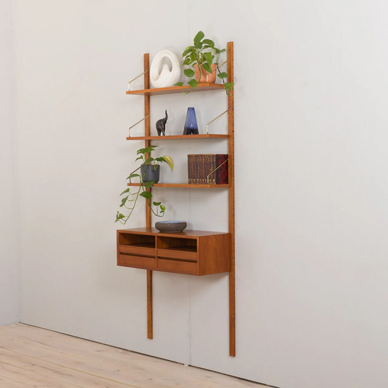 Teak entrance bookcase with console by Poul Cadovius for Cado, 1960s 2