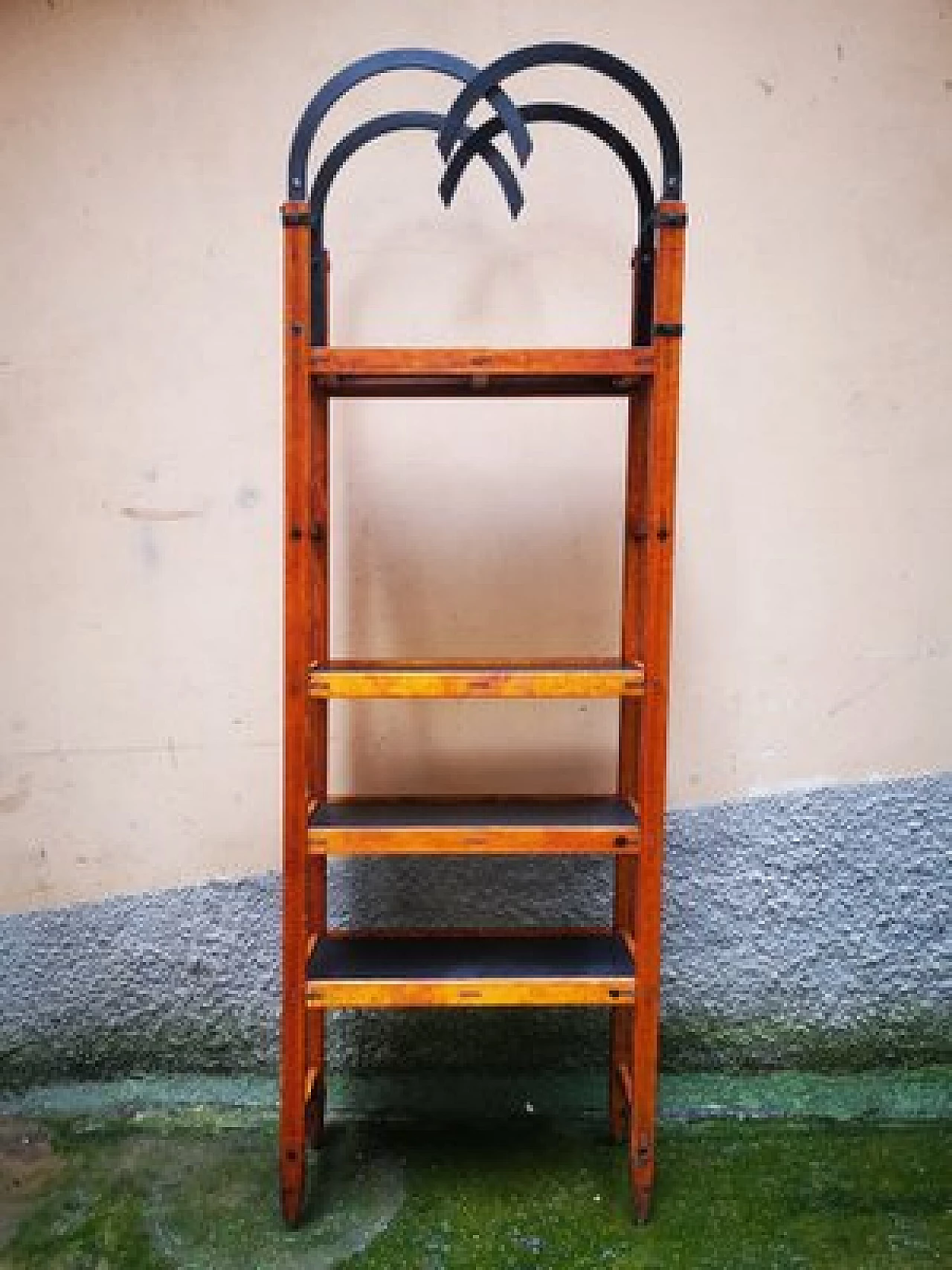 English metal and teak bookcase, 1970s 1