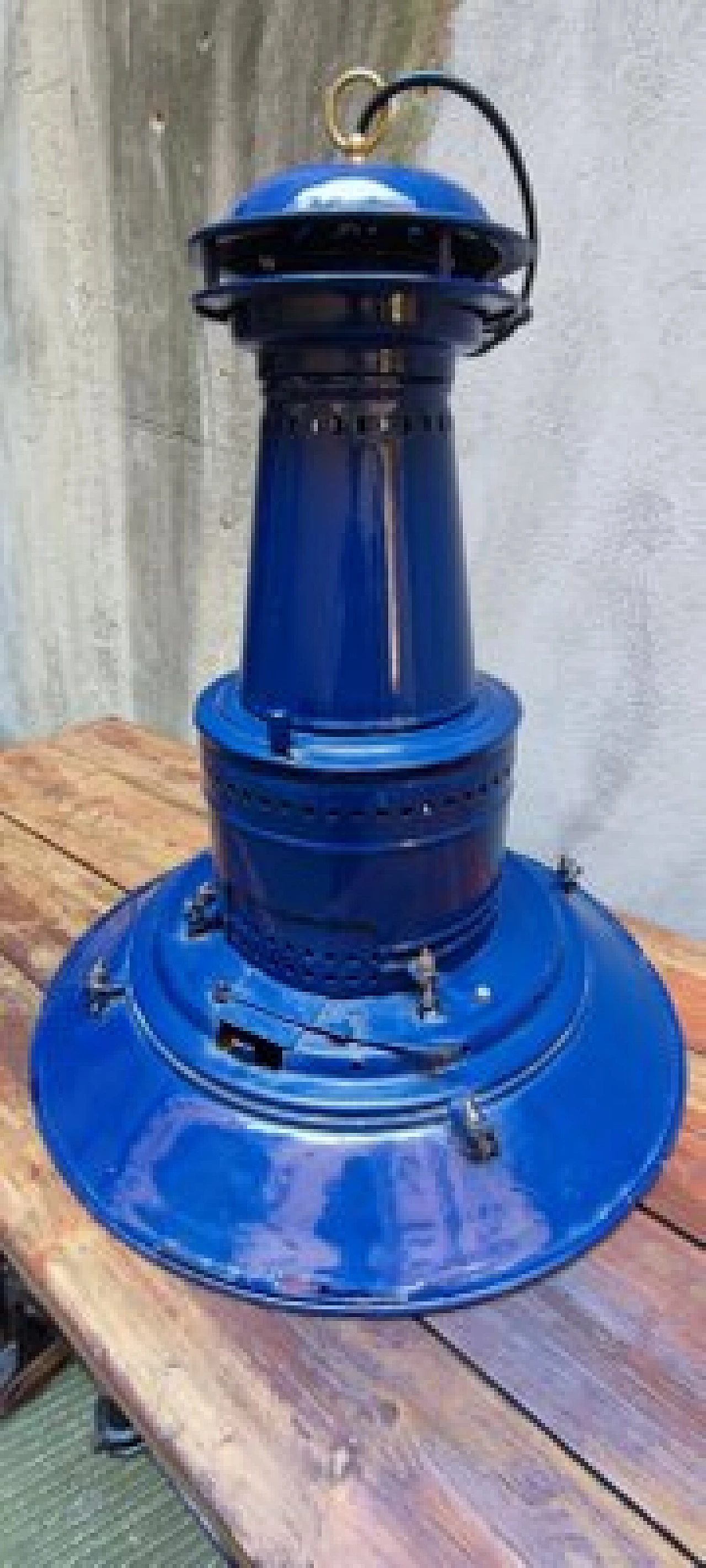 Lampada navale a sospensione in metallo blu, anni '50 1