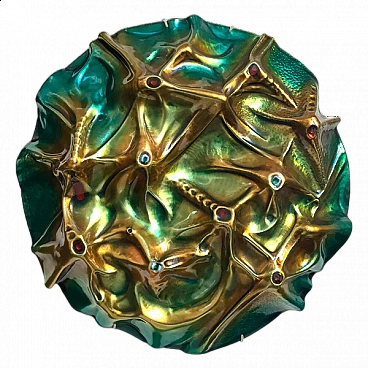 Chiselled and enamelled copper Moon sculpture by Franco Bastianelli, 1966