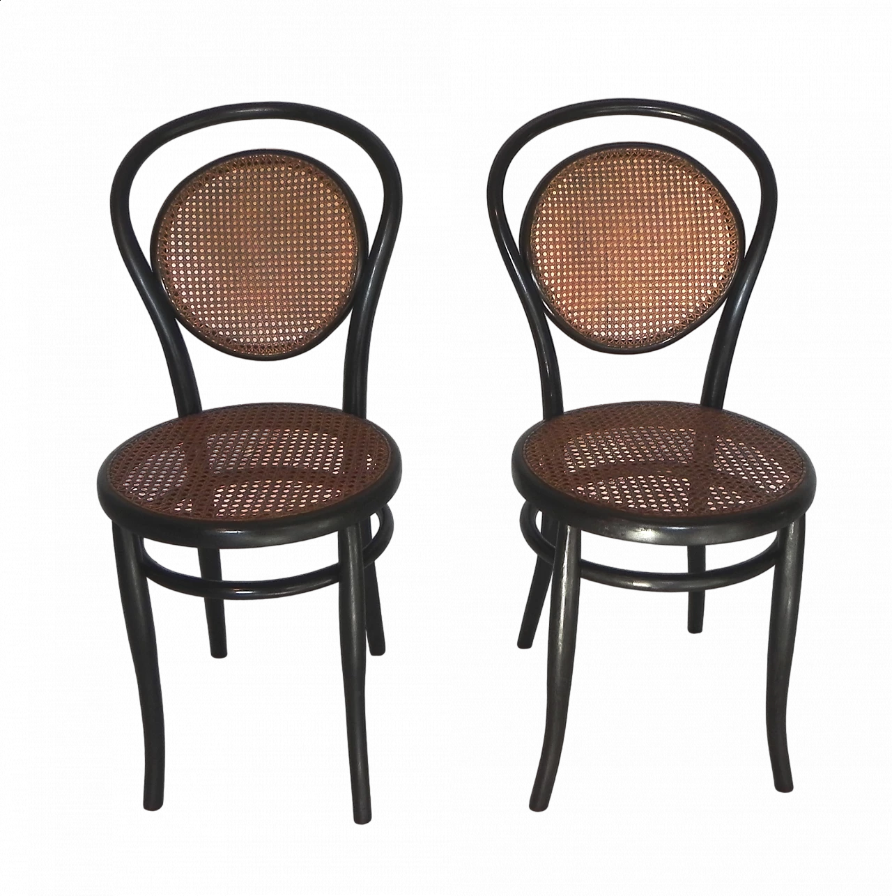 Pair of wood and Vienna straw chairs by J. & J. Kohn, 1920s 20