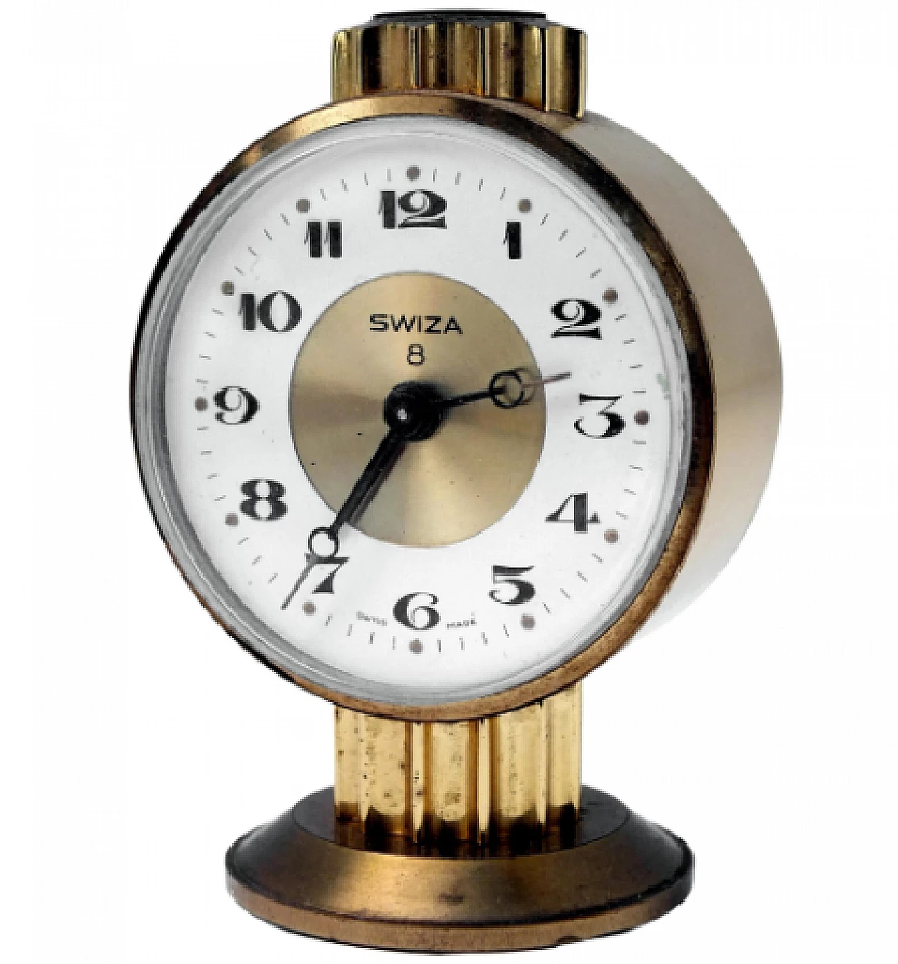 Brass table clock by Swiza, 1970s 1