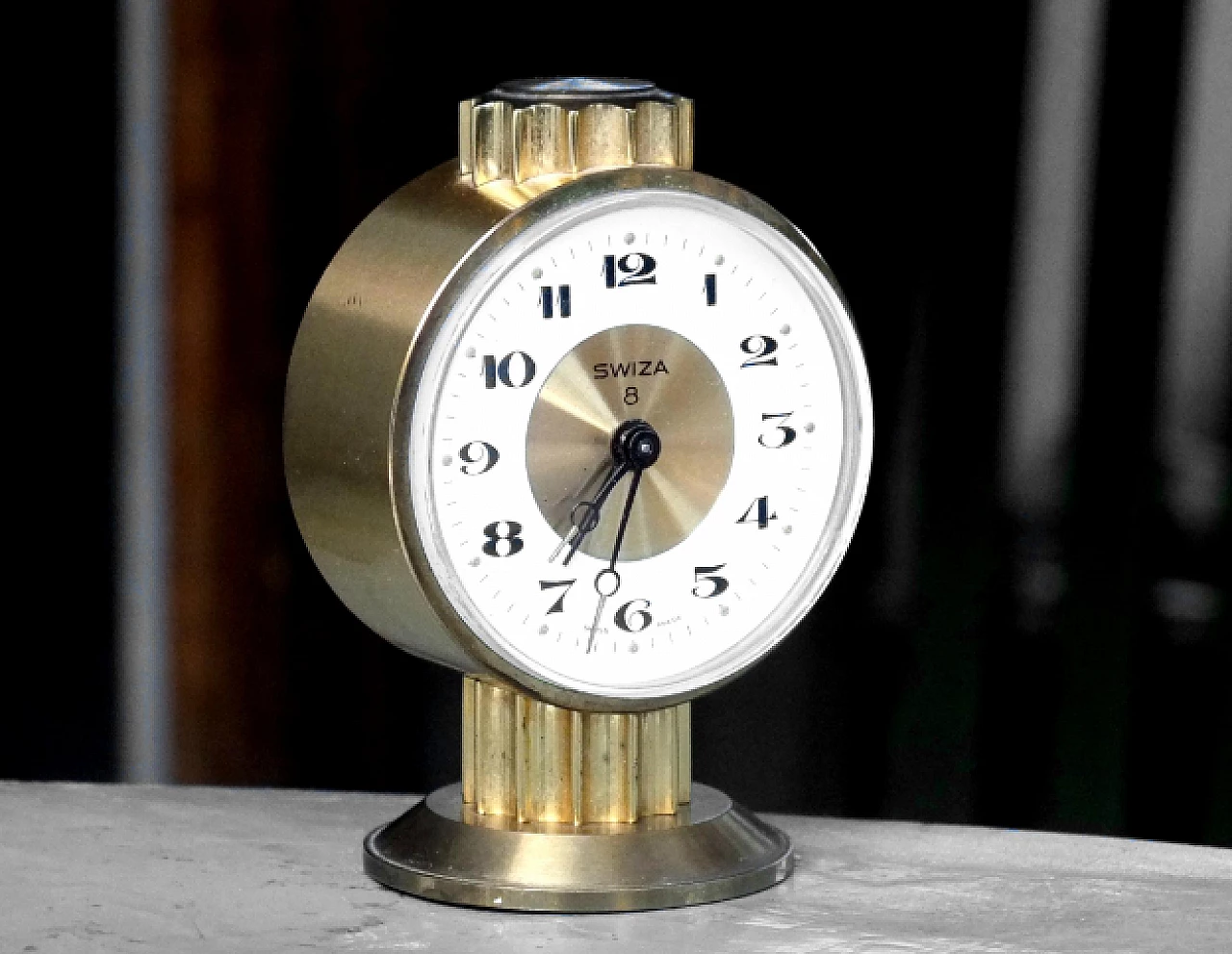 Brass table clock by Swiza, 1970s 3