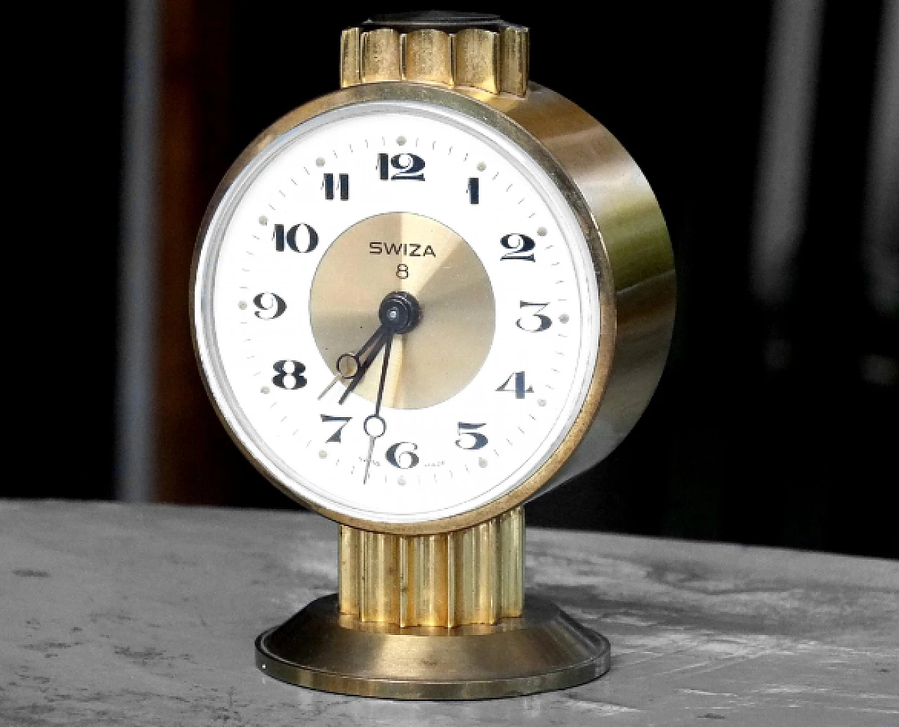 Brass table clock by Swiza, 1970s 4