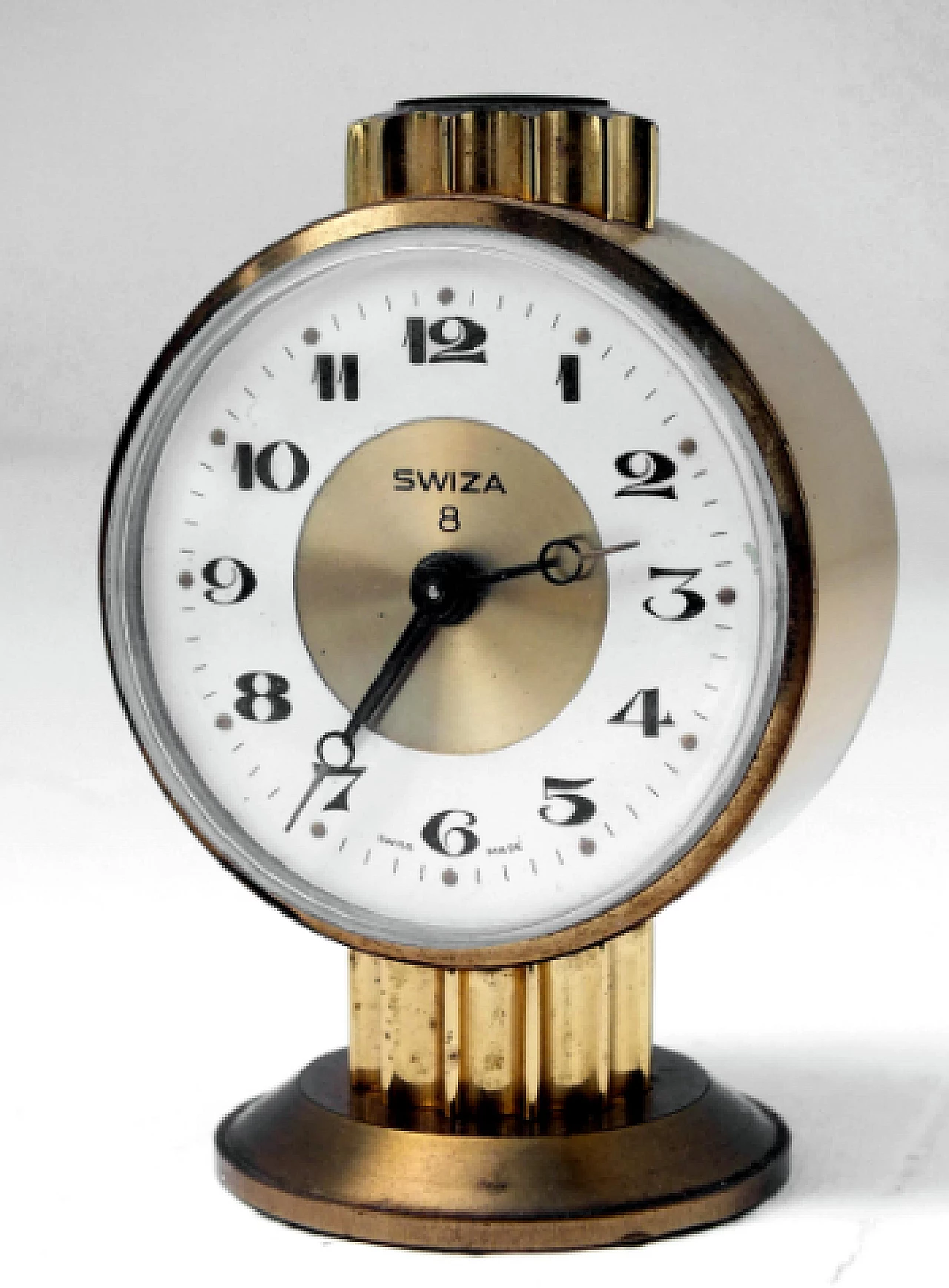 Brass table clock by Swiza, 1970s 5