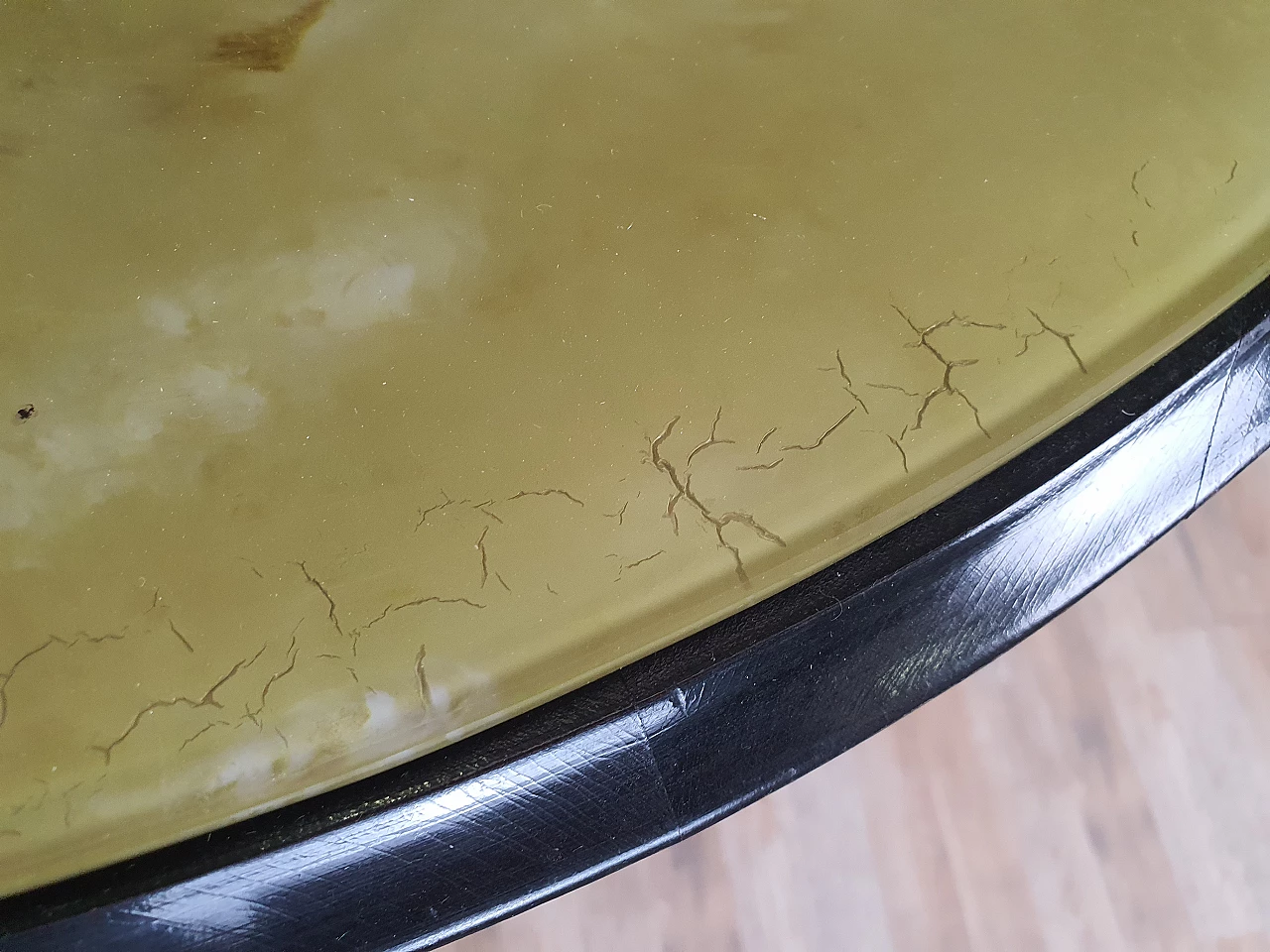 Mahogany oval dining table with decorated glass top, 1950s 14