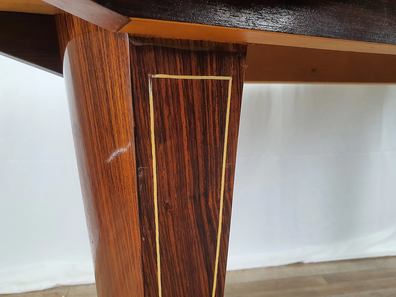 Mahogany oval dining table with decorated glass top, 1950s 20