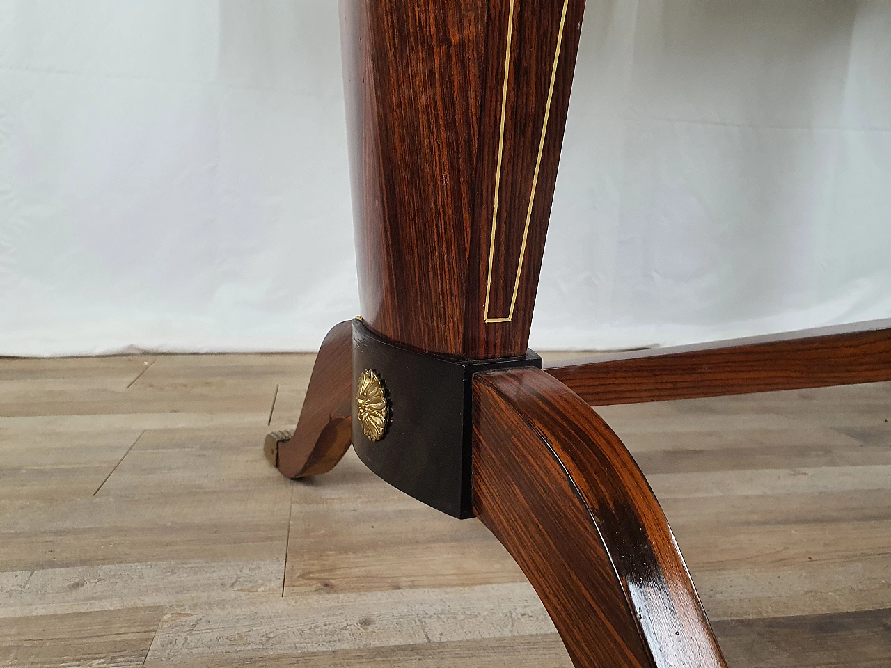 Mahogany oval dining table with decorated glass top, 1950s 21