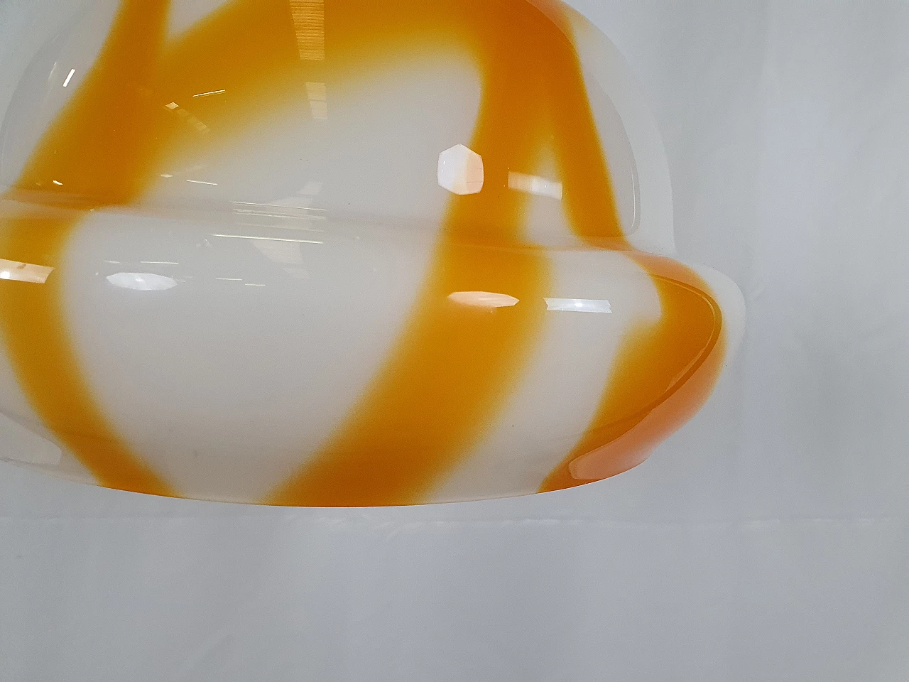 White and orange coloured glass chandelier, 1970s 6