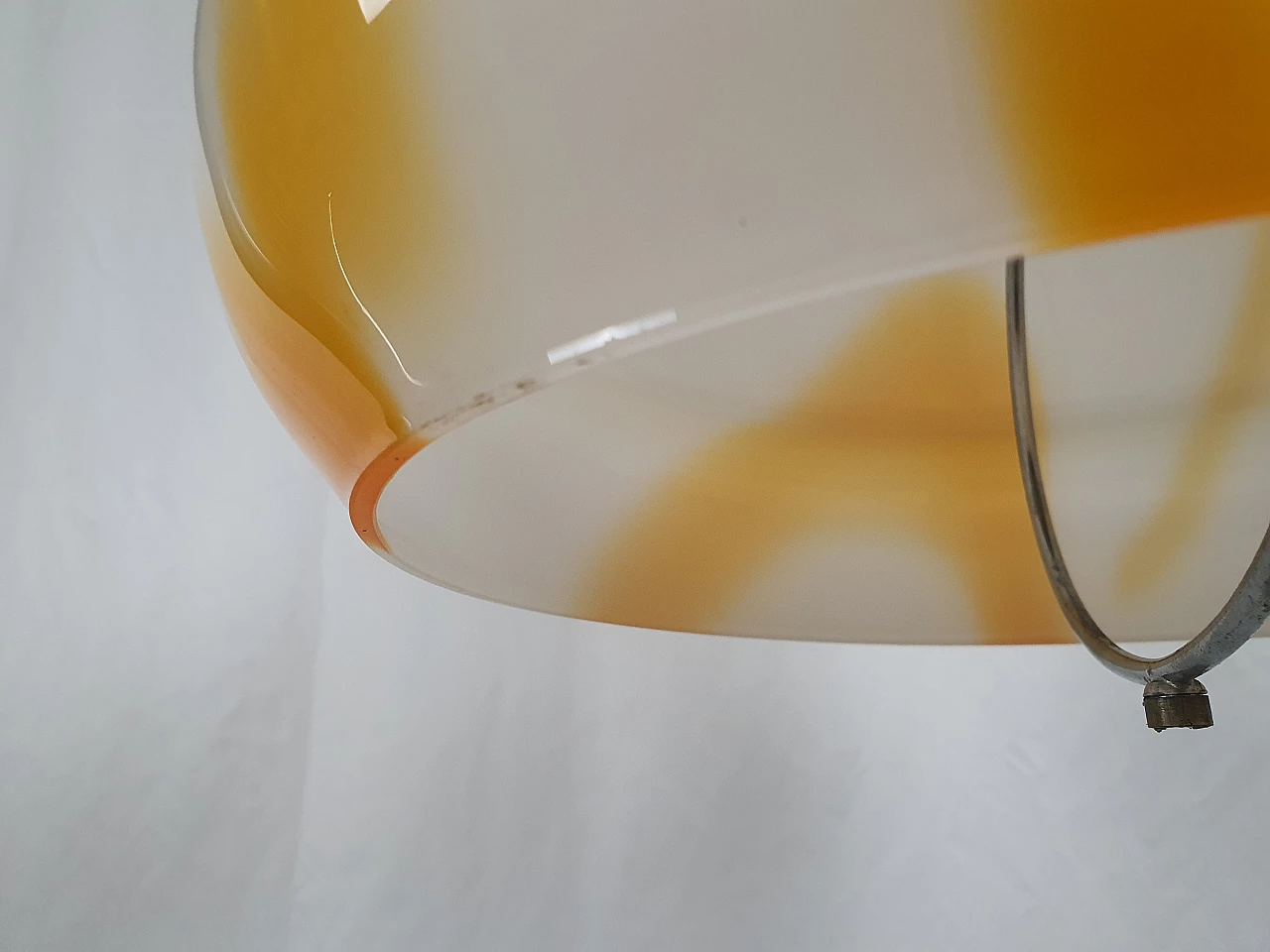 White and orange coloured glass chandelier, 1970s 10