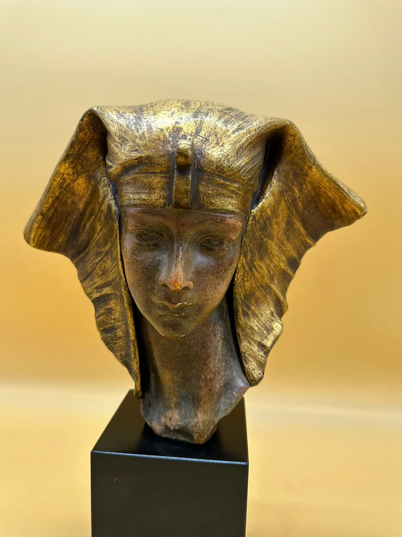 Bronze sculpture of a Pharaoh's head by G. Carli 1