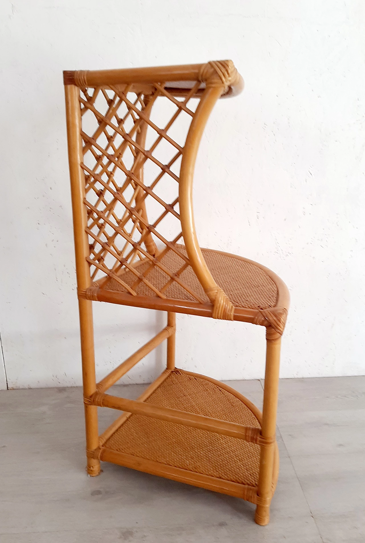 Bamboo corner unit with 3 shelves, 1960s 3