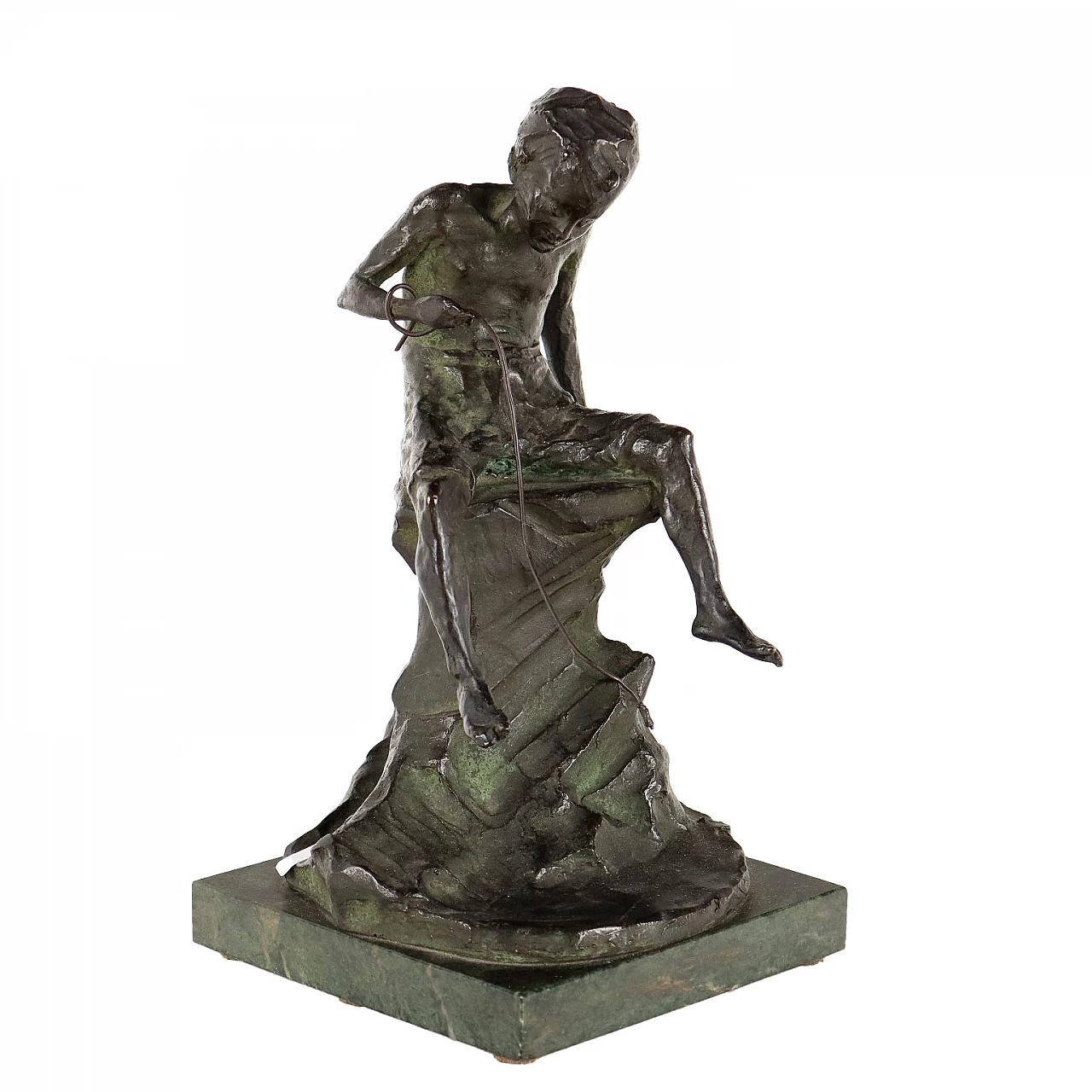 Antonio Bezzola, young fisherman, bronze sculpture, late 19th century 1