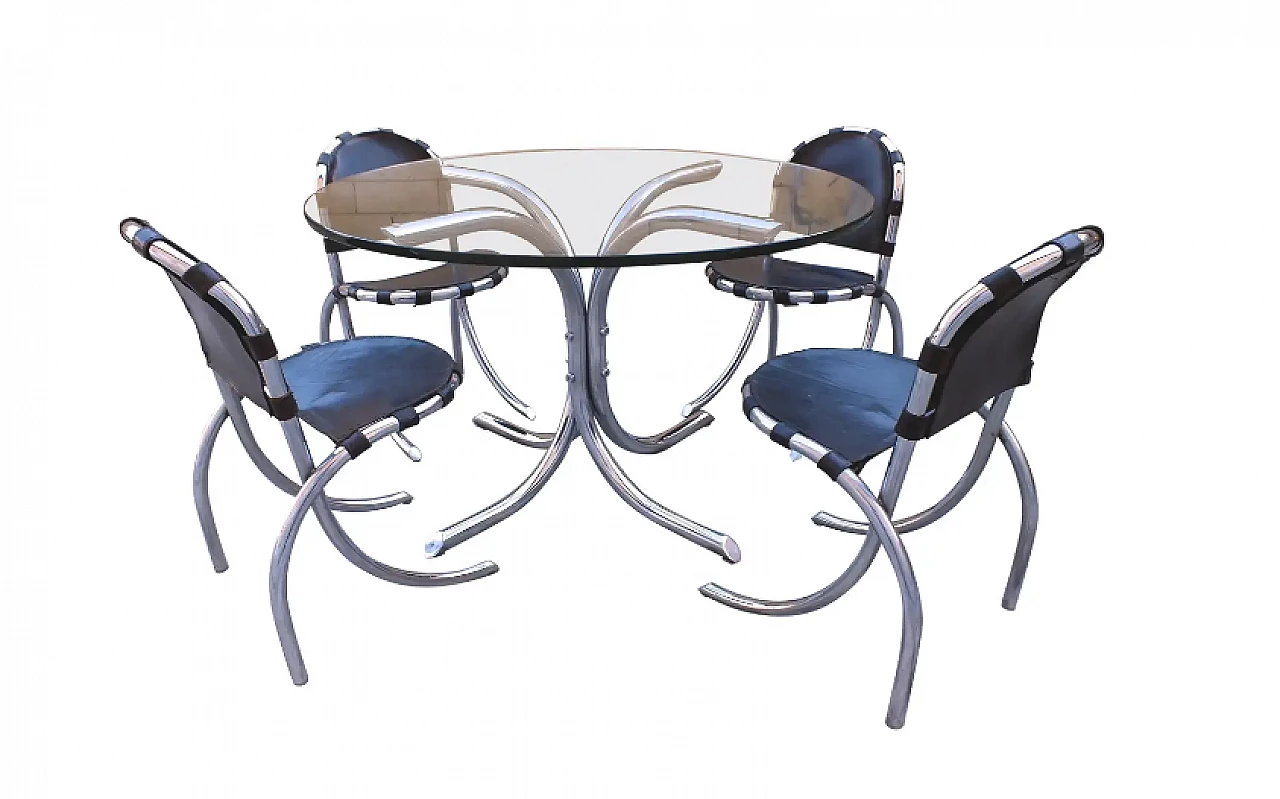 Table with 4 chairs by Alberto Bazzani for Studio Tetrarck, 1970s 1