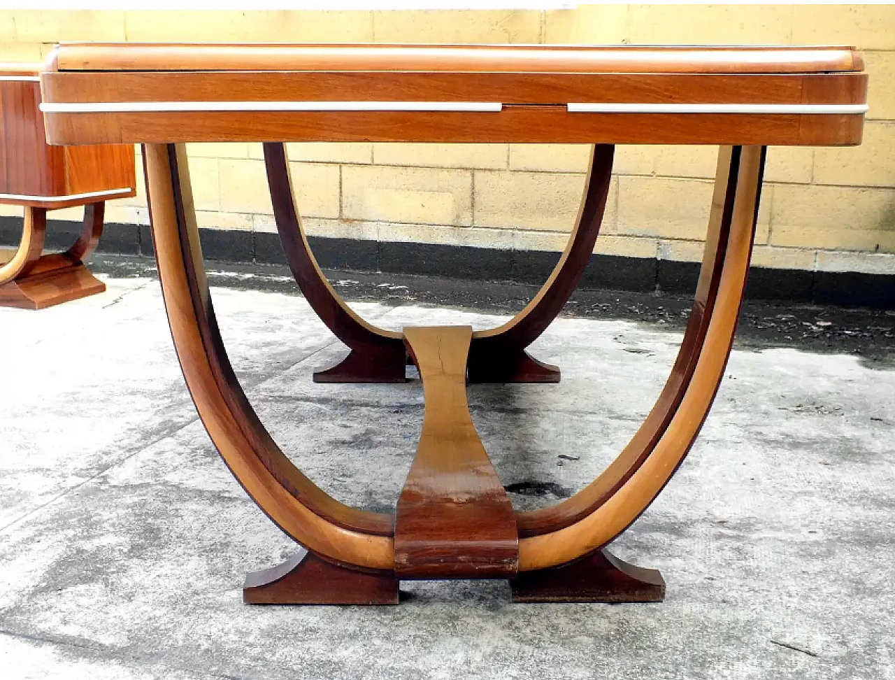 Long dining table in wood and glass by Osvaldo Borsani, 1940s 5