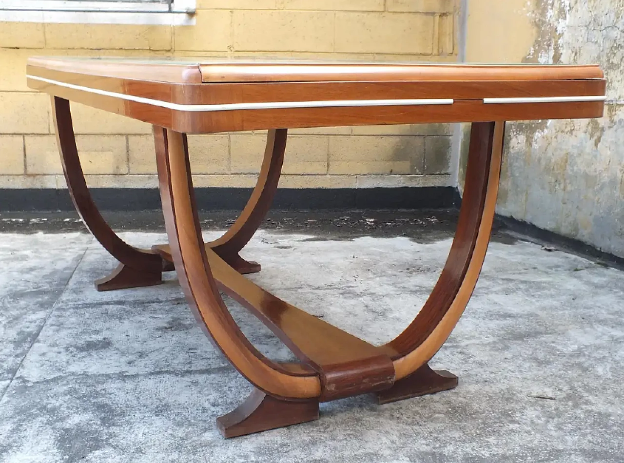 Long dining table in wood and glass by Osvaldo Borsani, 1940s 6