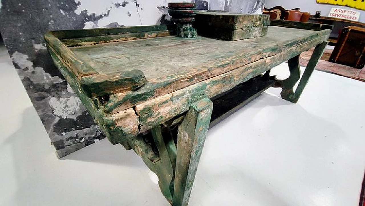 Green painted oak worktable, 1940s 12