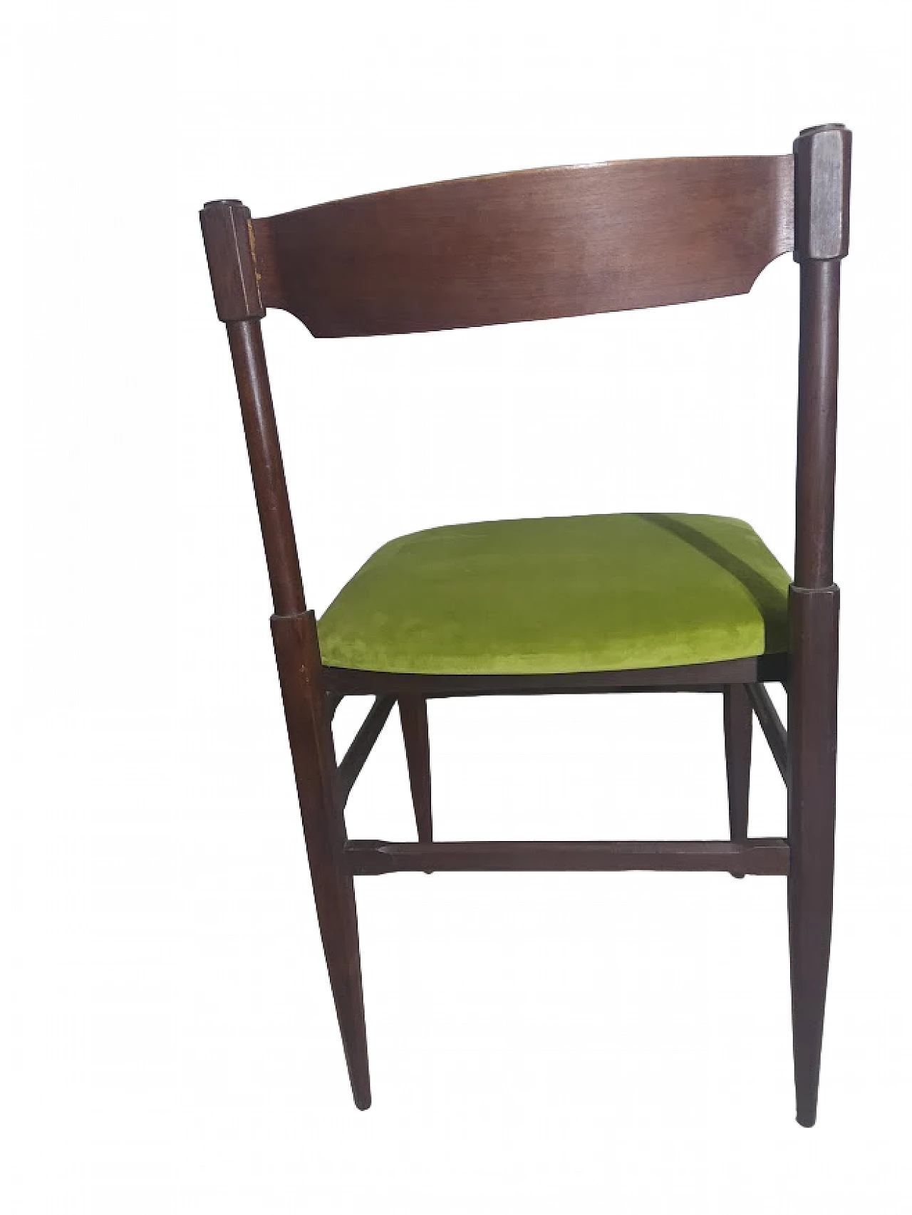 4 Chairs in rosewood and green velvet in the style of Gianfranco Frattini, 1960s 2