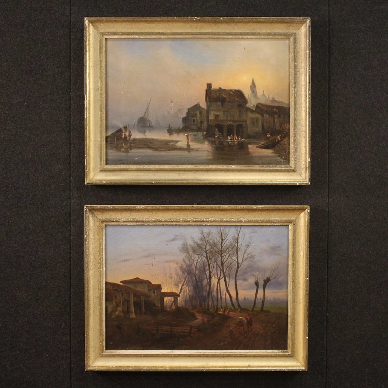 French country landscape painting, oil on canvas, 19th century 7