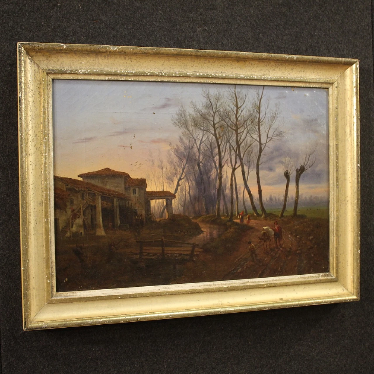 French country landscape painting, oil on canvas, 19th century 12