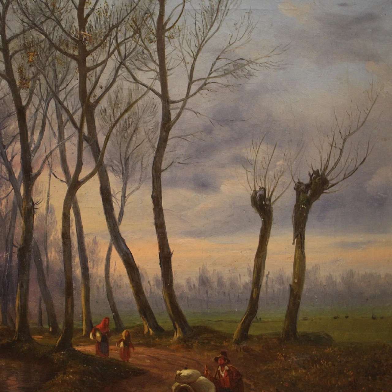 French country landscape painting, oil on canvas, 19th century 13