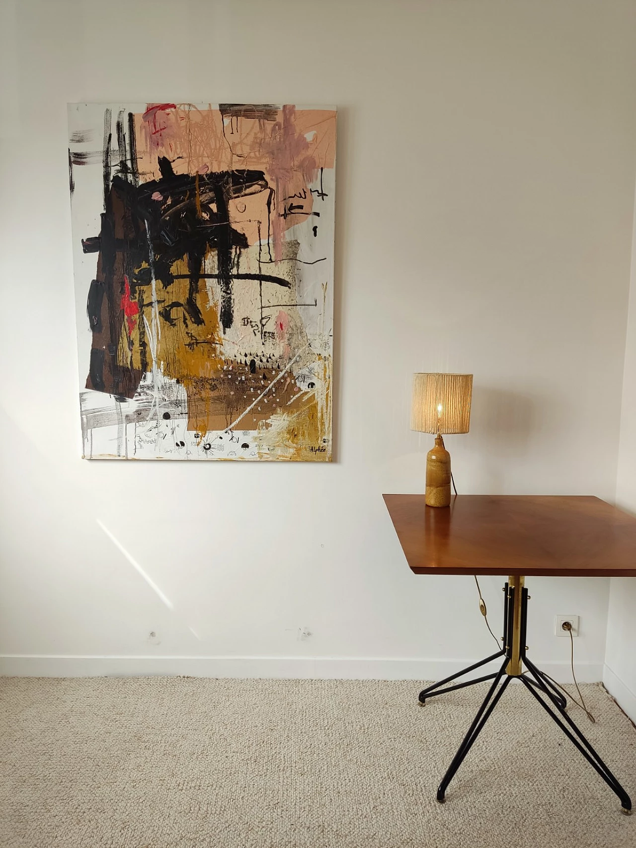 Wood, brass and metal coffee table in the style of Carlo Ratti, 1960s 8