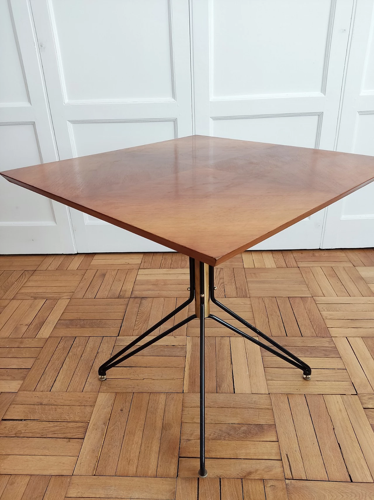 Wood, brass and metal coffee table in the style of Carlo Ratti, 1960s 9