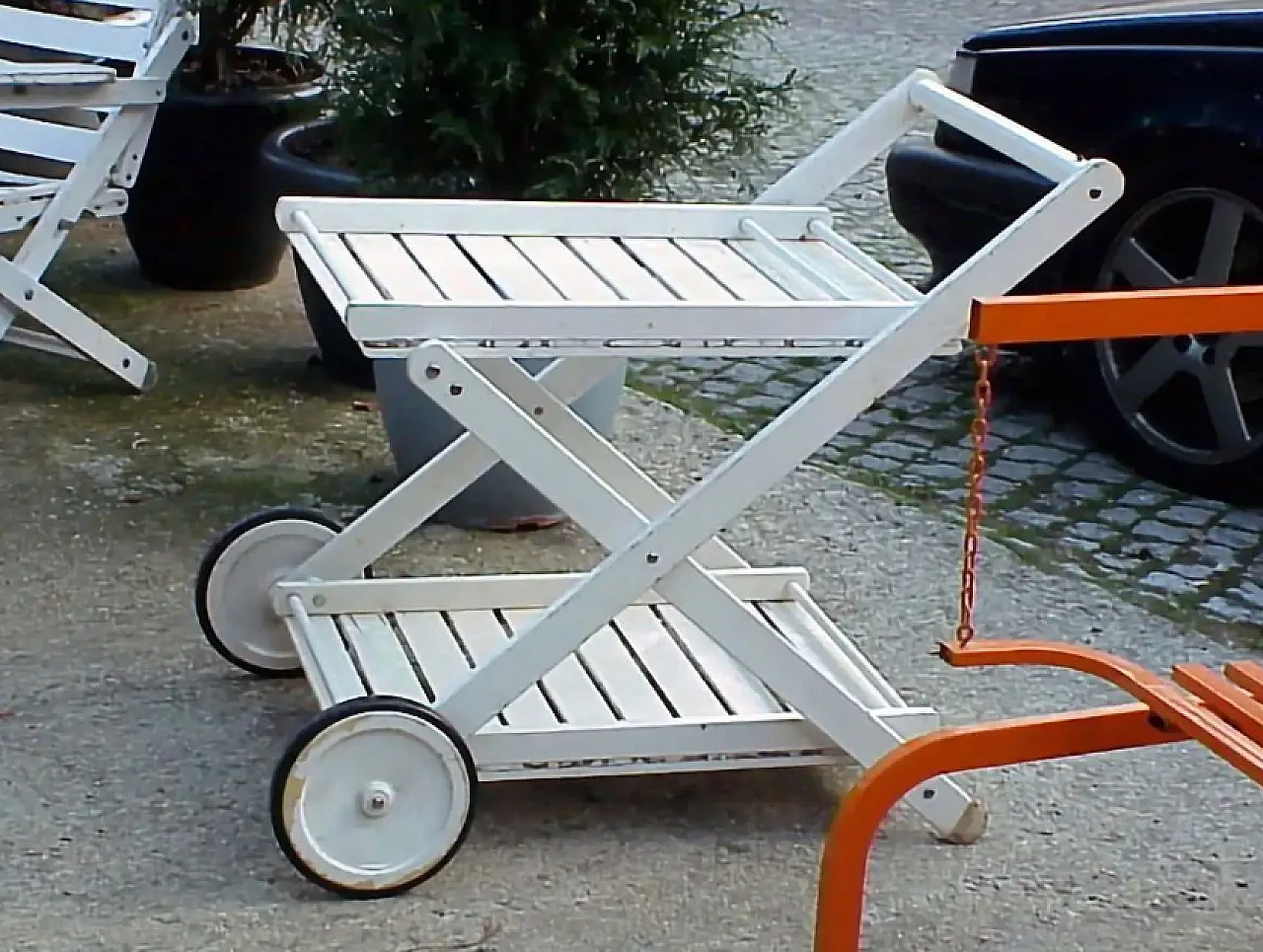 White wooden cart by Carlo Hauner for Reguitti, 1960s 5