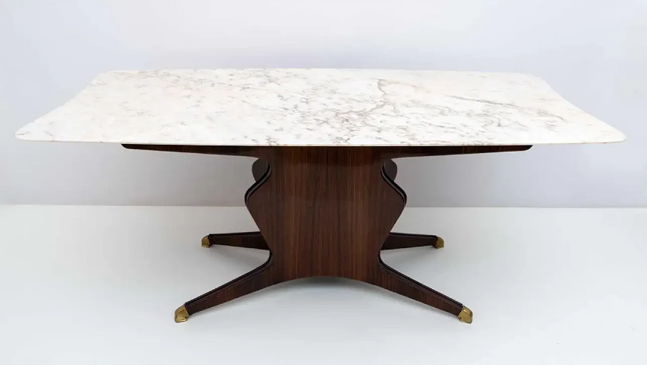 Wood, brass and marble dining table by Osvaldo Borsani, 1950s 2