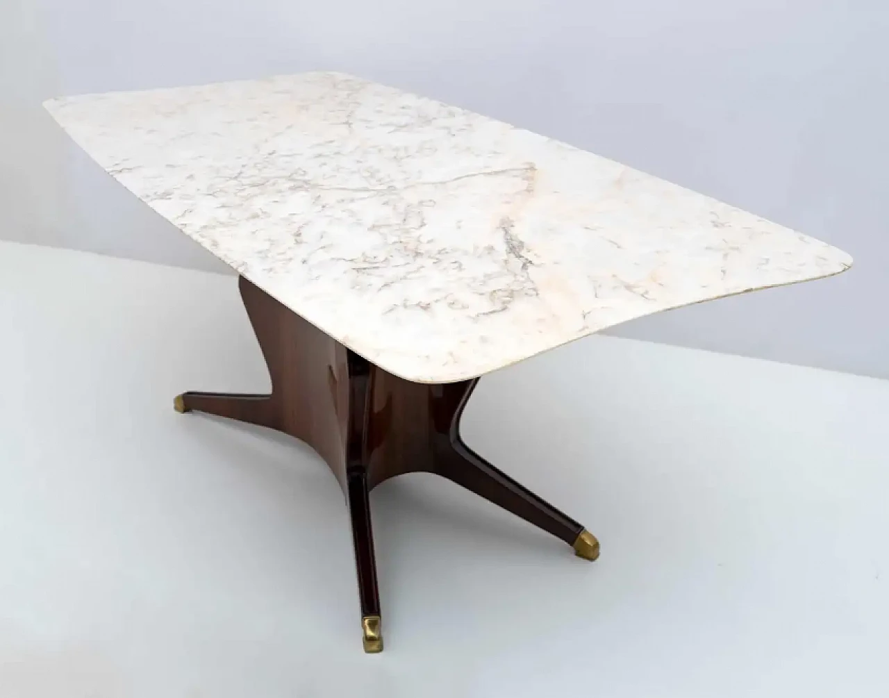 Wood, brass and marble dining table by Osvaldo Borsani, 1950s 3