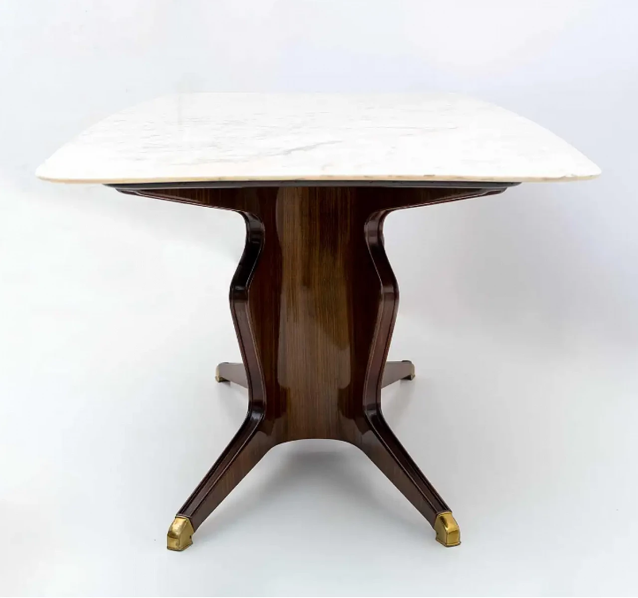 Wood, brass and marble dining table by Osvaldo Borsani, 1950s 4