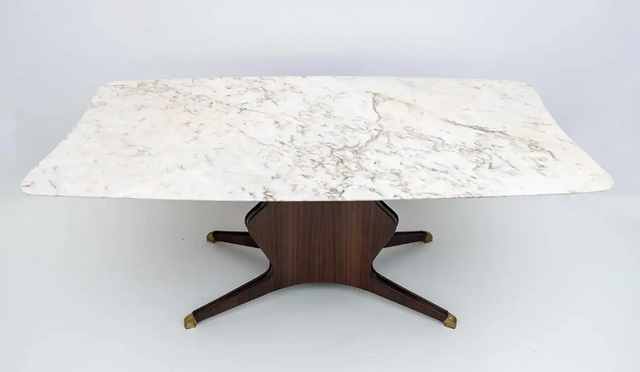 Wood, brass and marble dining table by Osvaldo Borsani, 1950s 5