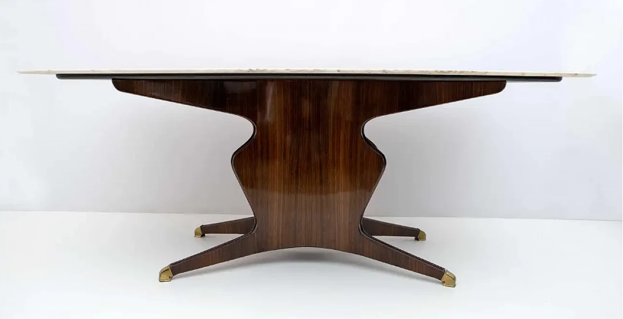 Wood, brass and marble dining table by Osvaldo Borsani, 1950s 6