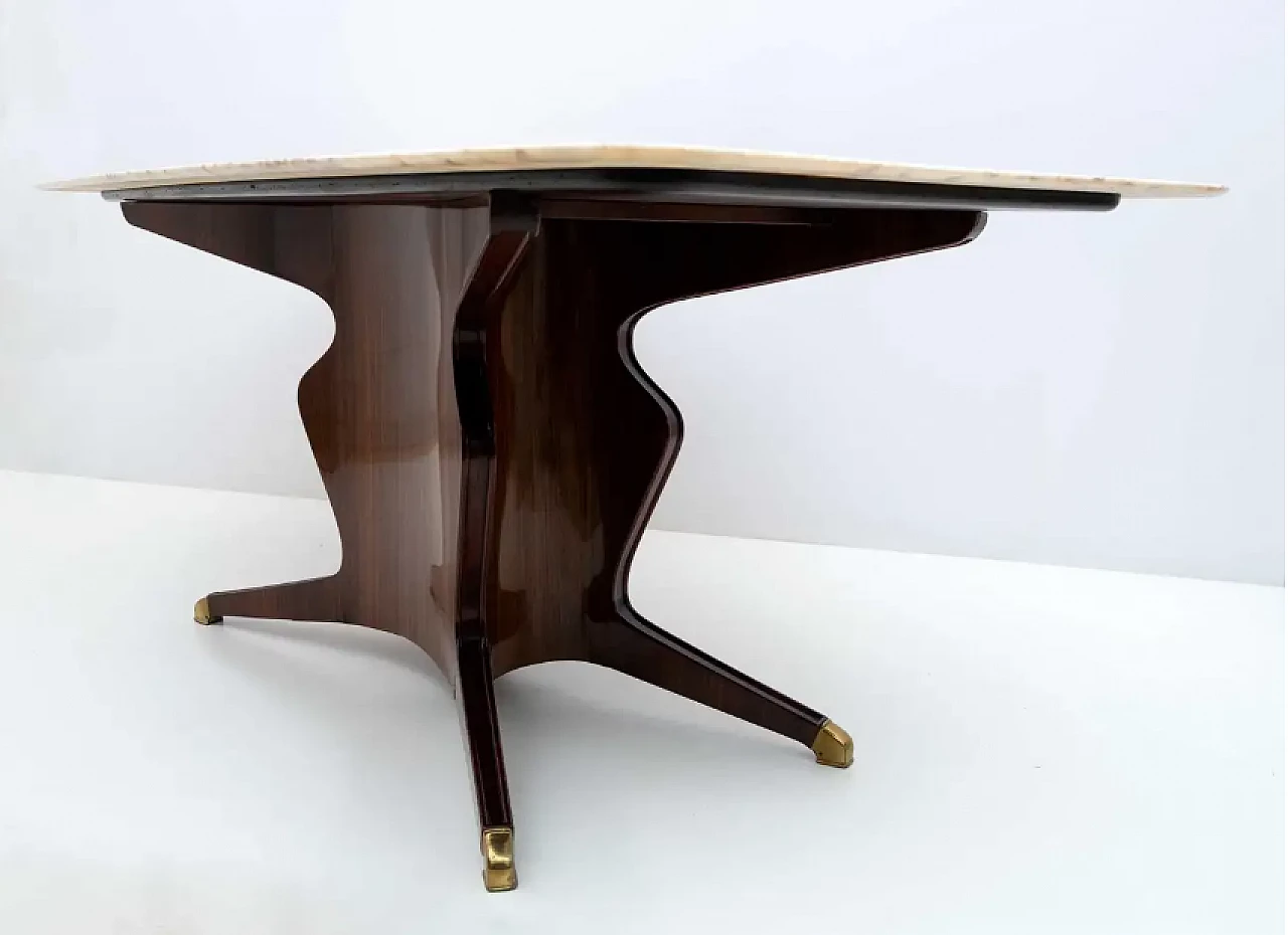 Wood, brass and marble dining table by Osvaldo Borsani, 1950s 7